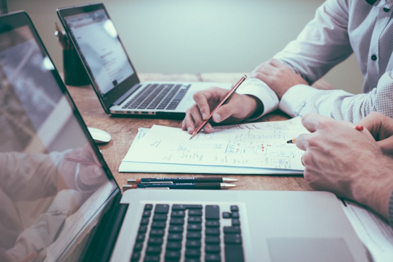 Business strategist reviewing client processes